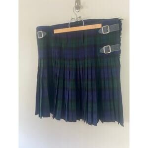 Scottish Design Tartans Plaid Triple Buckle Wool Kilt Men’s 40 Blue Green